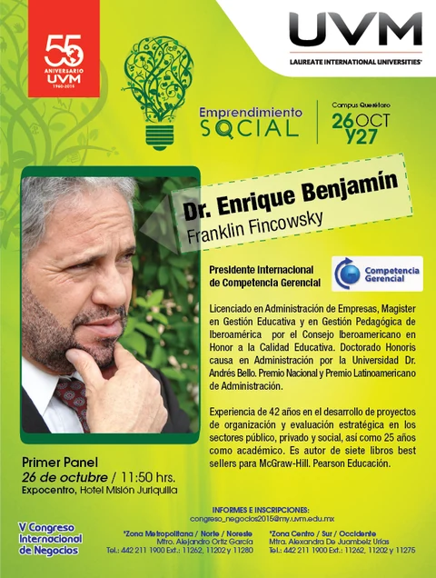 Afiche original: Emprendimiento social en el Congreso Internacional de Negocios UVM