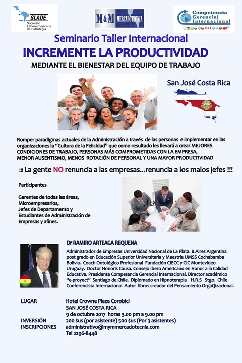 Afiche original: Productividad mediante el bienestar del equipo de trabajo