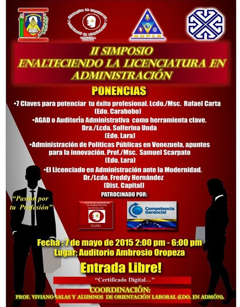 Afiche original: Tercer Simposio: enalteciendo la licenciatura en Administración